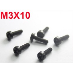 Tornillos negros de nylon 3x10. Pack de 10